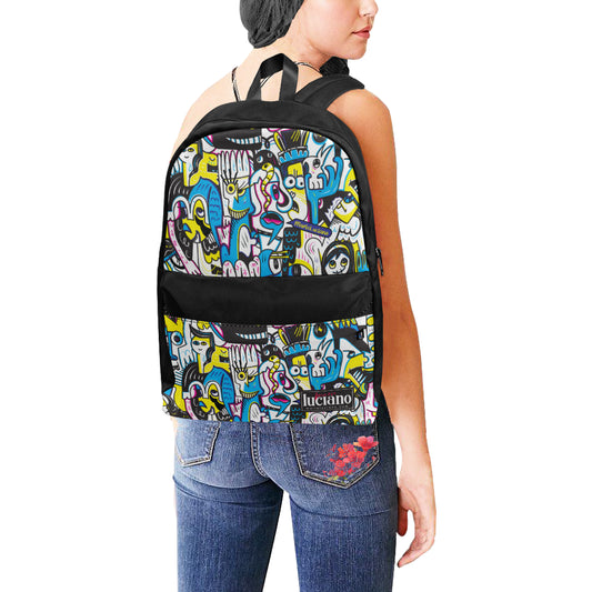 Zaino Unisex Doodle Bluastro – All Over Print in Nylon | Marie Luciano Design
