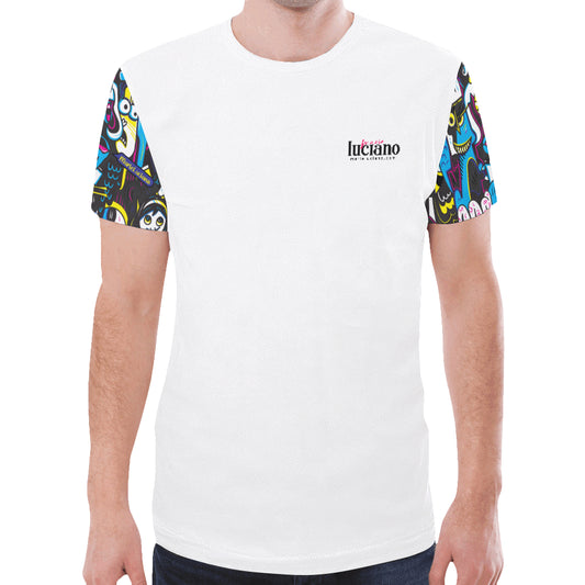 T-shirt Bianca Unisex con Maniche Doodle e Logo | Marie Luciano Design
