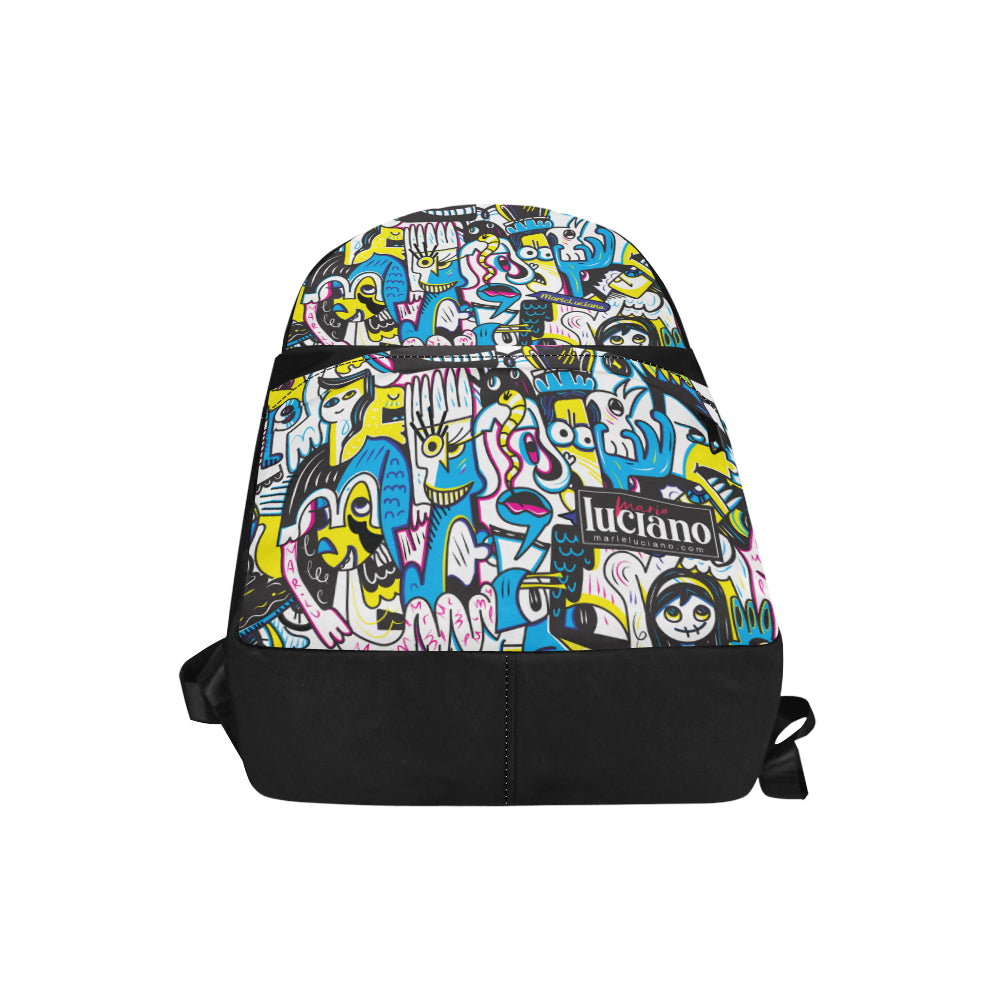 Zaino Unisex Doodle Bluastro – All Over Print in Nylon | Marie Luciano Design
